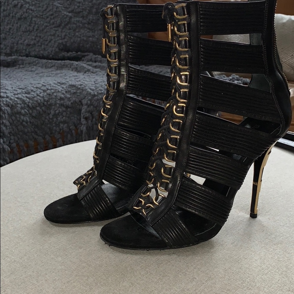 Balmain Black  & Gold Heels/booties 9
